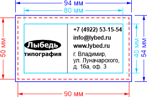 Размеры макета визитки